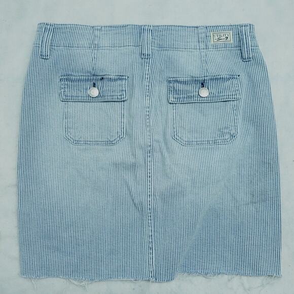 Seven7 for all Mankind Denim Jean Skirt Utility Railroad Striped Frayed 14 - Picture 3 of 7